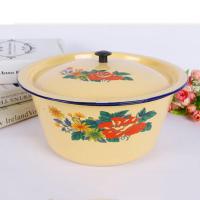 黄色洗手盆 16cm[可以泡碗面] 加厚珐琅搪瓷盆带盖老式怀旧家用大碗盆搪瓷碗汤锅猪油饺子馅料盆