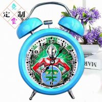 小号3寸奥特水晶蓝色 闹钟卡通儿童声音大可爱静音夜光小学生闹铃超人奥特曼男孩炫酷