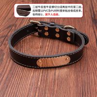 黑色(二层牛皮) SS-宽1.5CM(可调范围26-35CM) 牛皮狗狗项圈刻字泰迪防丢狗牌颈圈脖圈中型犬法斗牛边牧金毛