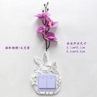 银线蝴蝶+兰花紫 欧式树脂开关贴墙贴创意保护套插座可爱家用防脏3d立体结婚饰品