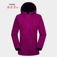 紫色 海棠紫-女 M 女100斤左右,男120斤左右 户外休闲软壳冲锋衣开衫男款女款弹力防水抓绒衣外套冬季迷彩服装