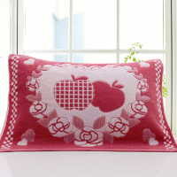 50*75苹果豆沙单条装 棉加厚通用情侣学生四季透气成人卡通枕巾一对装婚庆柔软舒适枕巾