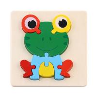 青蛙 立体拼图玩具幼儿早教智力开发男女孩木质拼板积木3D彩色手抓板