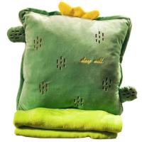 经典水果款仙人掌抱枕[柔软亲肤] 38*38厘米[无毯子] 办公室午睡神器多功能暖手抱枕毯子可插手被子两用靠垫车载三合一