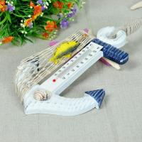 船锚温度计 地中海风格装饰挂件木质船锚温度计墙饰卧室客厅墙上壁饰创意家居