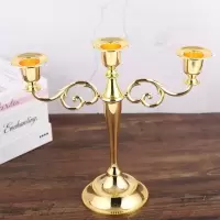 金色3头 欧式烛台三头五头复古家用北欧浪漫烛光晚餐装饰简约现代蜡烛摆件