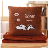 棕色史努比 单抱枕不含毯子 可爱暖手抱枕被子两用三合一靠垫办公室女生睡觉抱枕公仔午睡神器