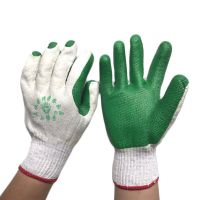 小帮手绿胶片 12双 小帮手得力绿胶片劳保手套浸绿胶片加厚耐磨工作胶皮手套劳保防滑