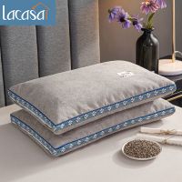 麻绒-灰 35*55cm痳绒全荞麦枕头一只装 LACASA全荞麦皮壳枕头套装成人家用枕头芯硬枕芯决明子痳绒护颈枕