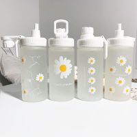 小雏菊450ml[玻璃杯] 吸管杯 水杯女高颜值带吸管式学生磨砂塑料杯潮便携可爱少女心ins风杯子