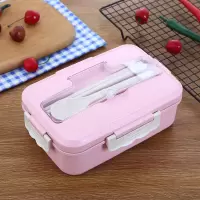 粉色饭盒 饭盒便当盒微波炉塑料学生女可爱韩版分格加热可用保温饭盒袋小