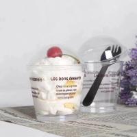 啡字50套 圆形啡字木糠杯圆形布丁果冻杯塑料慕斯杯甜品杯提拉米苏杯