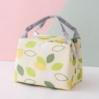 树叶款绿色--无侧袋 中号:长21*款14*高15cm 手提保温午餐包饭盒包野餐包铝箔内层防水防油易清洗上班上学带饭