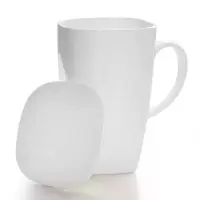 纯白大方杯 唐山骨瓷大容量杯子带盖带勺咖啡水杯女大号陶瓷马克杯瓷创意家用