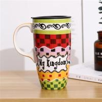 彩色日记 创意马克杯水杯带盖杯子大容量咖啡杯家用可爱陶瓷杯办公室喝茶杯