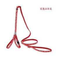 红色山茶花 胸围20~50cm请测量后购买 日本Petio派地奥猫咪专用牵引绳猫胸背遛猫绳带铃铛猫链子猫项圈