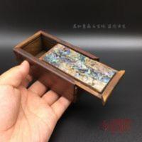 仿老镶嵌彩贝壳抽拉首 仿老镶嵌彩贝壳抽拉首饰盒小木盒小盒子仿古木雕储物收纳盒嫁妆