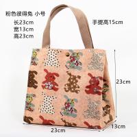粉色彼得兔小号 日式可爱便当袋便当包手提饭盒袋带饭手提袋帆布饭盒包简约手提包