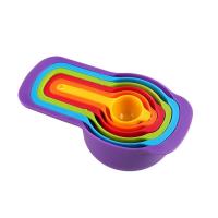 彩色包装 6件套彩虹塑料量杯量匙烘焙工具6件套量勺调料勺奶粉咖啡勺