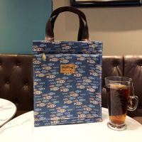 中号 藏青小鱼儿 铝膜款 卡通印花A4手提袋补课包妈咪手提袋反水小学生饭盒包补习袋手拎包