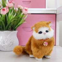仿毛胖猫-纯黄猫(送铃铛) 玩具猫猫仿真会叫可爱假猫儿童毛绒公仔玩偶动物模型车载可爱礼物