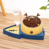 [款1]圣诞树三合一碗-黄蓝色 [组1]以上款式任选其一 猫碗双碗自动饮水宠物猫粮狗粮盆泰迪金毛狗盆猫盆狗碗宠物用品