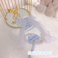 浅蓝金边牵引 S 建议1-3.8斤狗狗 糯米家 狗狗牵引绳仙女大蝴蝶结防挣脱小型犬外出溜猫绳胸背牵引