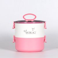 粉色 单层(送勺子) 炊大皇保温大饭盒学生女上班族微波炉加热便当盒密封碗食堂打饭带