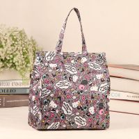 银色 灰字母kt 可爱卡通防水布饭盒袋休闲大号女学生保温野餐便当包简约手提拎包