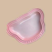 粉白色 12cm 法国Le Creuset酷彩 小熊盘子陶瓷碟子 宠物狗食盆陶瓷碗狗狗猫咪