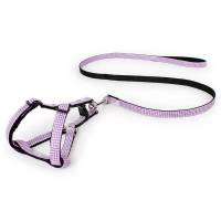双色格子紫色 1.5CM宽[适合6-13斤] 时尚贴布胸背式宠物牵引绳 印花小狗绳狗链 猫兔狗绳子