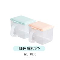 颜色随机 双格带勺+(1套) 家用调料罐调味盒套装组合双格放佐料食盐罐调料盒调味罐厨房收纳