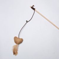 木质亚麻心 猫玩具逗猫棒猫咪长杆幼解闷神器耐咬羽毛带铃铛逗猫玩具宠物玩具