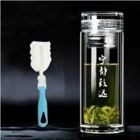 宁静致远350毫升 思宝玻璃杯高山流水高档男士水杯双层透明家用杯子商务奢华水晶杯