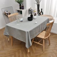 浅灰蓝_0 圆形 直径90cm 素色简约棉麻布艺桌布中式餐桌长方形台布垫圆桌餐布客厅茶几套罩