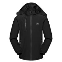 黑色男 XL 冲锋衣男春秋单层薄款四面弹登山服防风防水户外大码服装