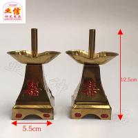 四方喜蜡烛台 家用拜神供奉礼佛结婚双喜镀金色蜡烛台插竹脚蜡烛座烛架烛台摆件