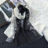 黑灰过渡 185*70 丝巾女士韩版学生披肩围巾两用长薄款剪花双色渐变纱巾