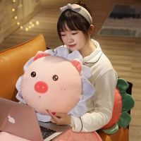 粉猪 单独抱枕50X50cm 办公室可爱女生午睡抱枕被子折叠毛毯两用二合一汽车靠垫坐垫枕头