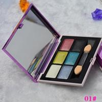 01# 仙度瑞拉幻彩六色眼影 紫色 大地色 裸妆 珠光 彩妆盘 特价8.5g