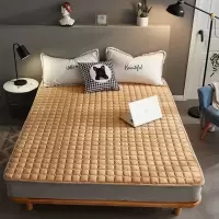 法兰绒-驼色 0.9x2米 防滑可水洗法兰绒床护垫席梦思保护垫学生床垫单人双人床褥