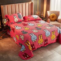 高档水晶绒床盖-萌萌兔 150x200cm单床盖 水晶绒卡通冬季加厚毛绒床单双人床盖单件法兰绒绗缝夹棉的盖毯