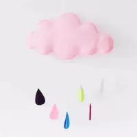 粉色云朵[水滴款]送粘钩 可爱毛毡云朵月亮挂饰粉色少女心ins风卧室房间装饰挂件宿舍壁饰