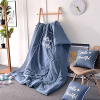 墨兰[薄款水洗棉刺绣] [薄款1斤]小号105*150cm 抱枕被子两用加厚冬季珊瑚绒办公室空调被午休枕沙发汽车靠垫枕头