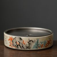 锦实 陶瓷蓄水茶盘壶承干泡茶台果盘点心盘功夫茶具简约家用养壶底座