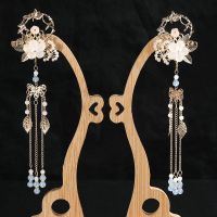 夏茉(金) 汉服配饰发簪夹子超仙女对夹流苏边夹古风发夹头饰品古装发饰步摇