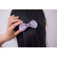 B-紫色 发夹弹簧夹发饰头花奥地利水钻饰品简约百搭成人顶夹蝴蝶结发卡子