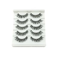 一盒睫毛 539 5对自然假睫毛轻盈交叉凌乱逼真透明挭黑色假睫毛浓密裸妆眼睫毛