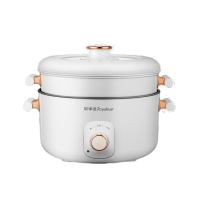 荣事达电火锅RHG05F电煮锅5L蒸煮一体多功能不粘锅2档调温电煮锅煎涮一体配蒸笼可上蒸下煮电热锅