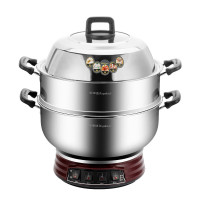 [34cm 单笼 304不锈钢锅]荣事达(Royalstar)多功能电炒锅家用商用煎炒焖煮多功能炒锅家用RDZH-34G